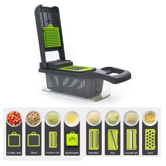 Multifunctional Vegetable Chopper, Mandoline Slicer Cutter Chopper 12 in 1 - Picture 6 of 10